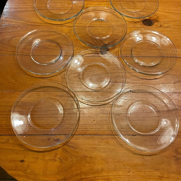 Set of EIGHT 8” heavyweight 1/4” thick curved edge glass salad dessert plates - Picture 2 of 15